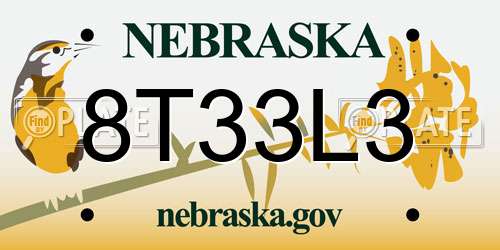 8T33L3 Nebraska License Plate