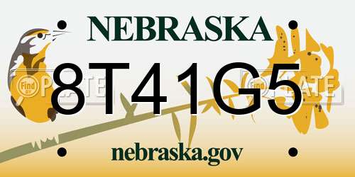 8T41G5 Nebraska License Plate