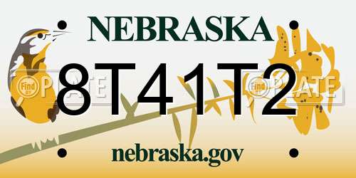8T41T2 Nebraska License Plate