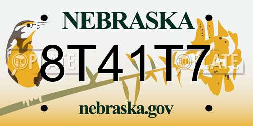 8T41T7 Nebraska License Plate