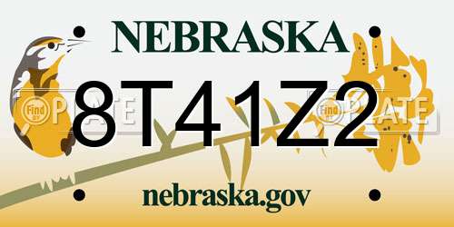 8T41Z2 Nebraska License Plate