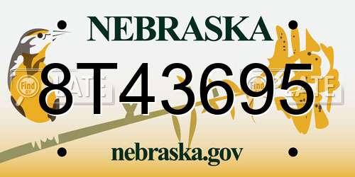8T43695 Nebraska License Plate