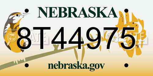 8T44975 Nebraska License Plate