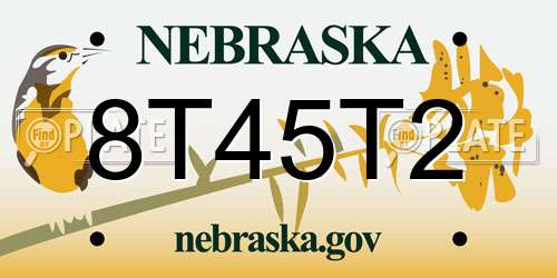 8T45T2 Nebraska License Plate