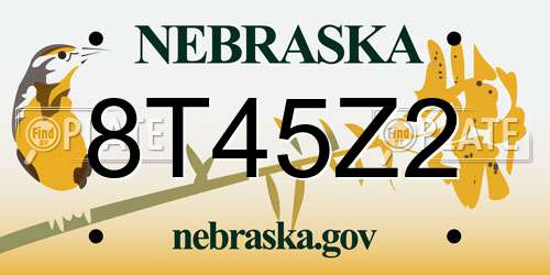 8T45Z2 Nebraska License Plate