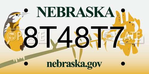 8T48T7 Nebraska License Plate