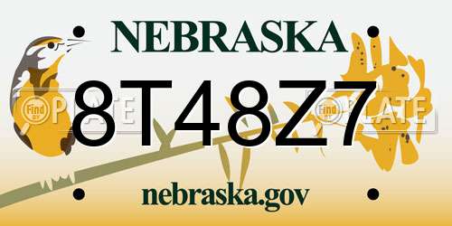 8T48Z7 Nebraska License Plate