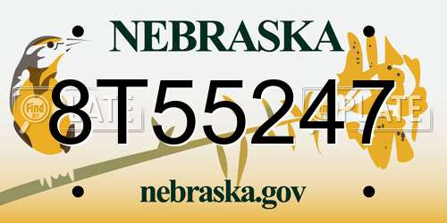 8T55247 Nebraska License Plate