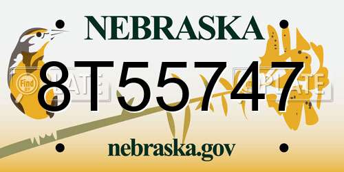 8T55747 Nebraska License Plate