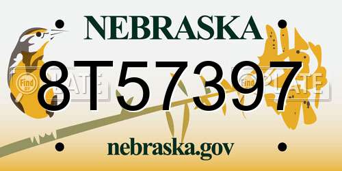 8T57397 Nebraska License Plate