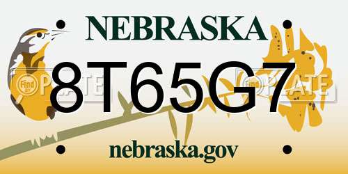 8T65G7 Nebraska License Plate