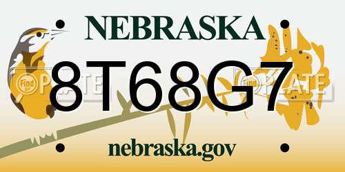8T68G7 Nebraska License Plate