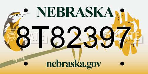 8T82397 Nebraska License Plate