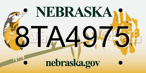 8TA4975 Nebraska License Plate