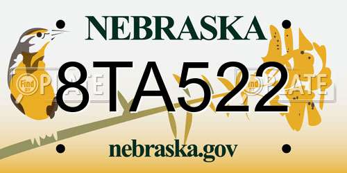 8TA522 Nebraska License Plate