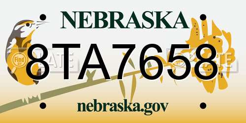 8TA7658 Nebraska License Plate