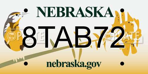 8TAB72 Nebraska License Plate