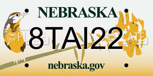 8TAI22 Nebraska License Plate