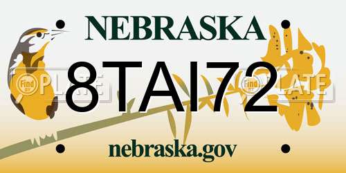 8TAI72 Nebraska License Plate
