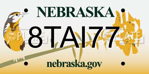 8TAI77 Nebraska License Plate