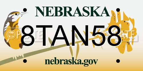 8TAN58 Nebraska License Plate