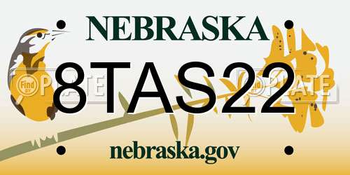 8TAS22 Nebraska License Plate
