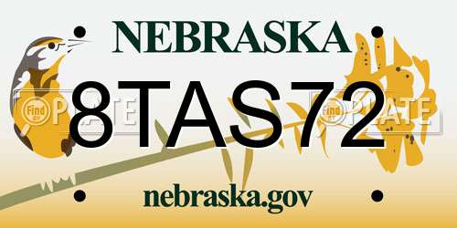 8TAS72 Nebraska License Plate