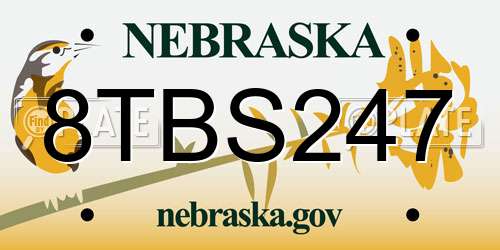 8TBS247 Nebraska License Plate
