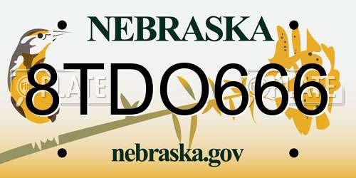 8TDO666 Nebraska License Plate