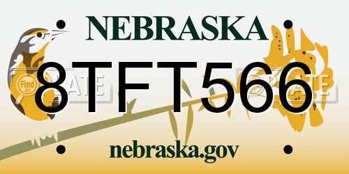 8TFT566 Nebraska License Plate