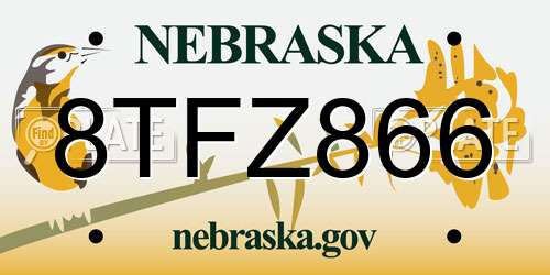 8TFZ866 Nebraska License Plate