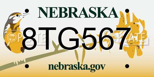 8TG567 Nebraska License Plate