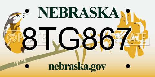 8TG867 Nebraska License Plate