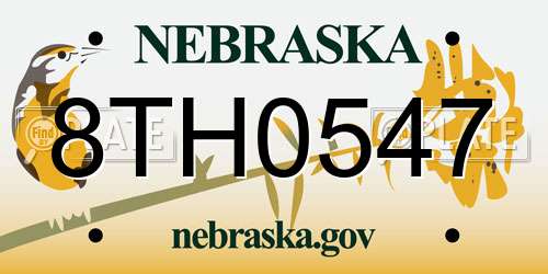 8TH0547 Nebraska License Plate