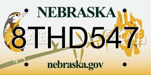 8THD547 Nebraska License Plate