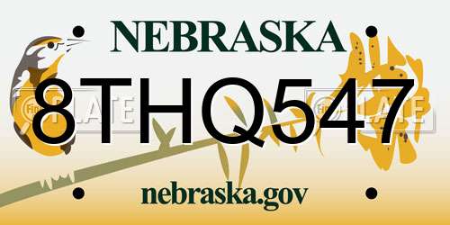 8THQ547 Nebraska License Plate