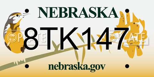 8TK147 Nebraska License Plate