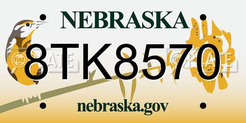 8TK8570 Nebraska License Plate