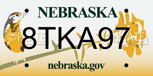 8TKA97 Nebraska License Plate