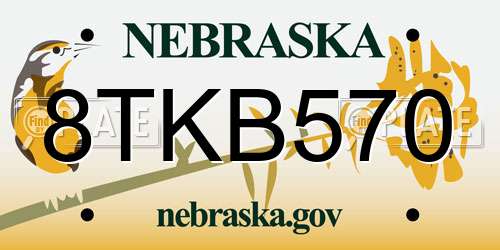 8TKB570 Nebraska License Plate