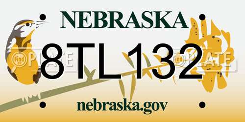 8TL132 Nebraska License Plate