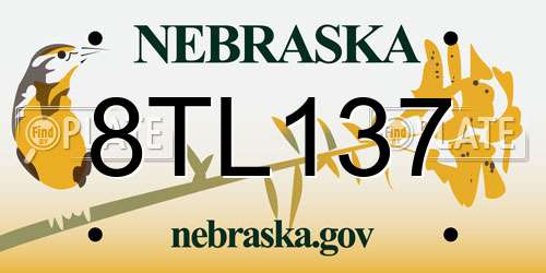 8TL137 Nebraska License Plate