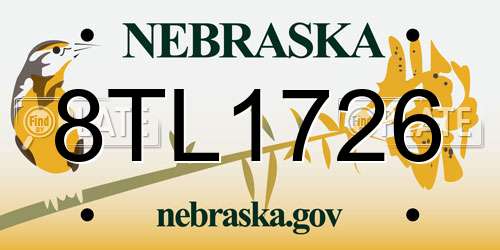 8TL1726 Nebraska License Plate