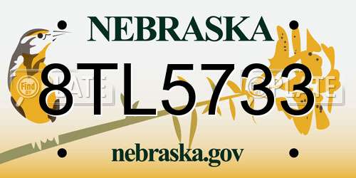 8TL5733 Nebraska License Plate