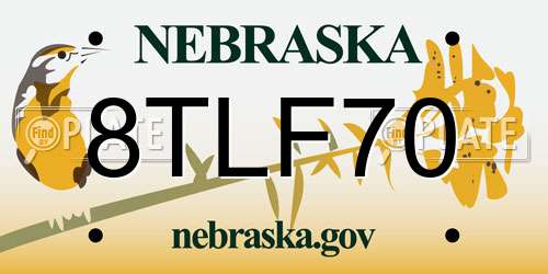 8TLF70 Nebraska License Plate