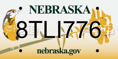 8TLI776 Nebraska License Plate