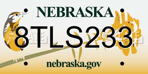 8TLS233 Nebraska License Plate