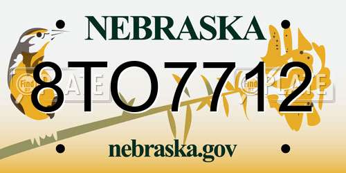 8TO7712 Nebraska License Plate