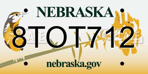 8TOT712 Nebraska License Plate