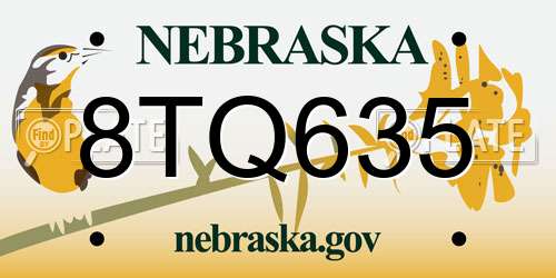 8TQ635 Nebraska License Plate